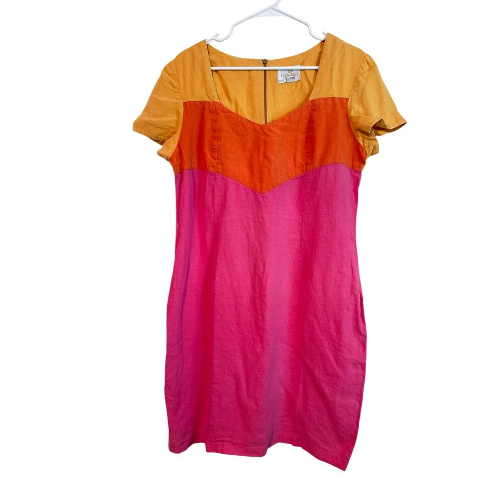 VTG Linen Colorblock Dress Short Sleeve Dopamine Dressing Rey Hernandez Large